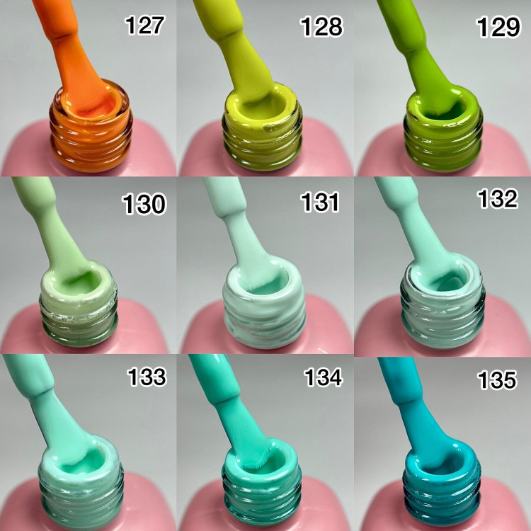 کد 127 تا 135 لاکژل نینا از رنگ نارنجی تا آبی فیروزه ای حجم 12 میل واقعی