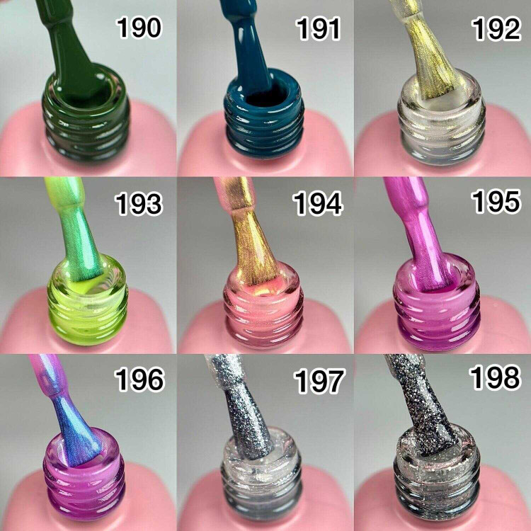 کد 190 تا 198 لاکژل نینا 12 میل طیف رنگی سبز تیره تا شاین نقره ای