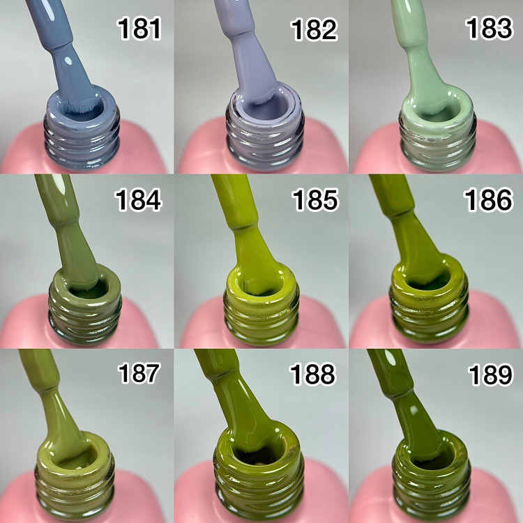 لاکژل نینا کد 181 تا 189 از خاکستری تا سبز زیتونی حجم 12 میل