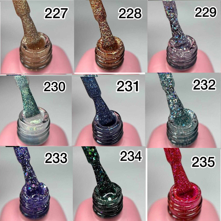 لاکژل نینا با حجم 12 میل پلاتینیوم گلکسی از کد 227 تا 235